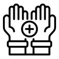 Medical hands care icon, outline style