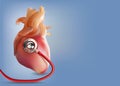 Medical Headphones with Heart or Cardiac Arrest in 3D Illustration Format