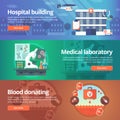 Medical and health banners set. Hospital. Medical laboratory Royalty Free Stock Photo