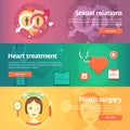 Medical and health banners set. Sexology. Heart treatment Royalty Free Stock Photo