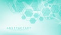 Medical health care banner template design. Background with green hexagons. Molecular structures, innovation pattern Royalty Free Stock Photo