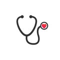 Medical and Health care concept represented by stethoscope and heart icon. Vector illustration isolated on white background Royalty Free Stock Photo