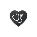 Medical and Health care concept represented by stethoscope and heart icon. Vector illustration isolated on white background Royalty Free Stock Photo