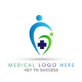 Medical health care cross people heart logo icon on white backgroundon white background Royalty Free Stock Photo