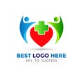 Medical health care cross people heart new trendy logo icon on white background. Royalty Free Stock Photo