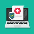 Medical health care insurance form protection online on laptop computer or pc digital internet medicare healthcare