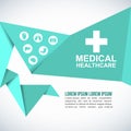 Medical Health care Paper Origami Polygonal Shape vector background