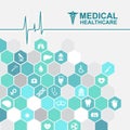 Medical health care - pulse wave and Hexagon icon About Doctors