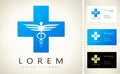 Medical health cross and caduceus medical logo Royalty Free Stock Photo
