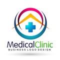 Medical health family care clinic people healthy life care logo design icon on white background Royalty Free Stock Photo