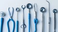 Medical and Health Frame Border Background with Various Medical Instruments and Tools on White Surface Royalty Free Stock Photo
