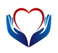 Medical health red heart care clinic people new healthy life care logo design icon on white background.