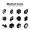 Medical and healthcare isometric vectors set in modern design style Royalty Free Stock Photo