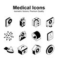 Medical and healthcare isometric vectors set in modern design style Royalty Free Stock Photo