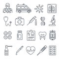 Medical Healthcare Line Icons Set