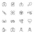 Medical, healthcare line icons set
