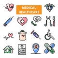 Medical healthcare line vector icon set