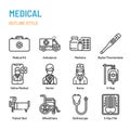 Medical and Healthcare in outline icon and symbol set