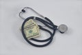 Medical Healthcare Stethoscope with cash currency money