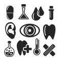 Medical and healthcare web and mobile icons. Vector. Royalty Free Stock Photo