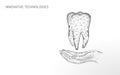 Medical healthy human tooth 3d. Medicine model low poly. Doctor online concept. Medical consultation app. Web healthcare