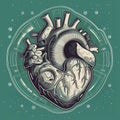 Medical Heart Icon On Bluish Green Background. Generative AI