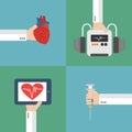 Medical heart therapy flat design set Royalty Free Stock Photo
