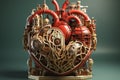 medical heart, witty and clever cartoons, functional aesthetics, green and crimson. AI Generated