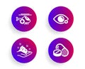 Medical helicopter, Skin care and Farsightedness icons set. Medical drugs sign. Vector