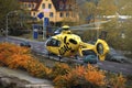 Medical helicopter taking off germany, halle saale, 23, 10, 2020
