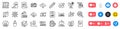 Medical help, Stress and Checked calculation line icons pack. For web app. Social media icons. Vector