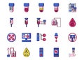 Medical hematology and health science icon set. Royalty Free Stock Photo