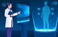 Medical holographic scene . Doctor is diagnose by health technology with patient body scan . Augmented Reality concept . Vector