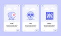 Medical icon dental skull rontgen onboarding screen for mobile apps template banner page UI with three variations modern