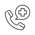 Medical icon doctor call monochrome vector handset with speech bubble cross hospital consulting aid