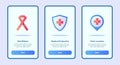 Medical icon red ribbon medical protection clinic location for mobile apps template banner page UI with three variations