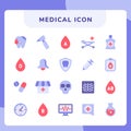 Medical icon set collection with modern flat purple theme color