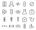 Medical icon set collection suitable for info graphics, websites and print media. Black and white flat line icons Royalty Free Stock Photo