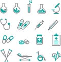 Medical icon set in gray and teal Royalty Free Stock Photo