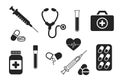 Medical icon set. therapy and treatment symbols. simple style medical design elements Royalty Free Stock Photo