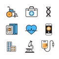 Medical Icon Set Thin Line Medicine Equipment Sign On White Background Hospital Treatment Concept