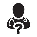 Medical icon vector doctor consultation male person profile avatar with question symbol in glyph pictogram Royalty Free Stock Photo