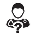 Medical icon vector doctor consultation male person profile avatar with question symbol in glyph pictogram Royalty Free Stock Photo