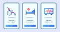 Medical icon wheel chair hospital bed heart beat for mobile apps template banner page UI with three variations modern