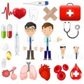 Medical Icons And Equipments Tools With Doctor Icons