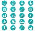 Medical icons flat design. Modern long shadow medical icon set Royalty Free Stock Photo