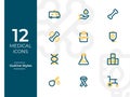 12 Medical Icons, Medical symbol. Modern Outline Icons with two tone colors Royalty Free Stock Photo