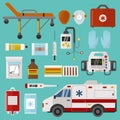 Medical icons set care ambulance emergency hospital vector illustration Royalty Free Stock Photo