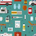 Medical icons set care ambulance emergency hospital vector illustration seamless pattern Royalty Free Stock Photo