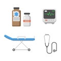 Medical icons set care ambulance hospital emergency human pharmacy vector illustration. Royalty Free Stock Photo